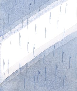 Akşam ışığında, her yaratık, hak ettiği yerde ve harika hareketlerle, Cennetteki meleklerin görkemli dansını yankıladı, 2000 (kağıt üzerinde w/c) by Elizabeth Wang
