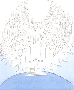 Sanki Cennet bir kilise tapınağına kadar inmiş gibi, 2004 (kağıt üzerinde w/c) by Elizabeth Wang