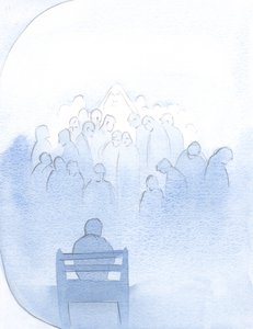 Tüm sevgilileri duada listelediğim için Mary huzur içinde bekledi - rahipler ve diğerleri., 2001 (kağıt üzerinde w/c) by Elizabeth Wang