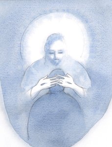 Bir keresinde, yardım için yalvardığımda, Mesih ruhuma daldı ve bana huzurunu verdi, 2000 (kağıt üzerinde w/c) by Elizabeth Wang