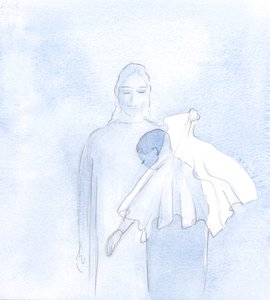 Bir gün, Ruhumun içinde, bir düğün duvağı uzattı, 2000 (kağıt üzerinde w/c) by Elizabeth Wang