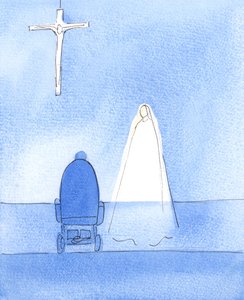 Sevgili Leydimiz otel odamda bana geldi, 2004 (kağıt üzerine suluboya) by Elizabeth Wang