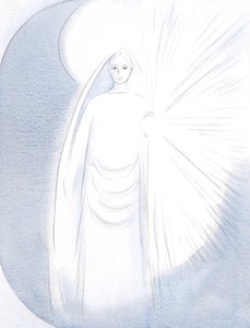 Leydimiz göz kamaştırıcı Cennetsel güzelliğiyle önümde belirdi, 2000 (kağıt üzerinde w/c) by Elizabeth Wang