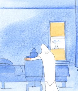Leydimiz zorluklarımızda bize yardım etmeye geliyor, 2003 (kağıt üzerinde w/c) by Elizabeth Wang