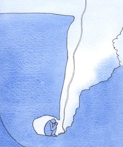 Duamız, zorluklar içinde kaybolan ve kapana kısılanlara yardım etmek için cennetten inen bir cankurtaran halatı gibidir, 2002 (kağıt üzerinde w/c) by Elizabeth Wang