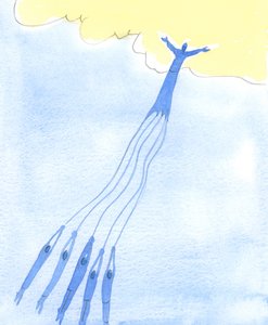 İnsanlara iyi bir örnek ve Cennete gitmiş olanların duaları ile güçlü bir şekilde yardım edilebilir ve Cennete doğru çekilebilir, 2003 (kağıt üzerinde w/c) by Elizabeth Wang
