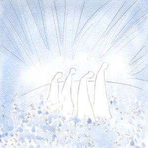 Arınmış ruhlar şimdi bir çiçek halısı üzerinde, neşe ve sadelik içinde, tüm alaycılık ve katı yürekliliklerden kurtulmuş olarak yürüyor., 2001 (kağıt üzerinde w/c) by Elizabeth Wang