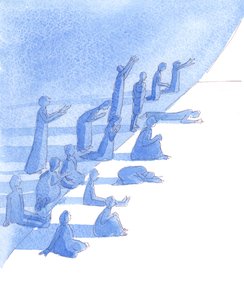 Zengin ve fakir, hasta ve iyi, inanç alabilir, 2004 (kağıt üzerine suluboya) by Elizabeth Wang