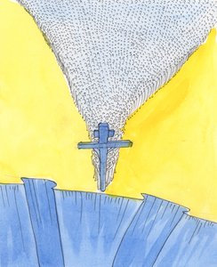 Rab bana dik bir yokuşun dibindeki Haçı gösterdi, 2004 (kağıt üzerinde w/c) by Elizabeth Wang
