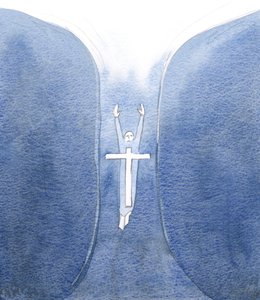 Haç İşareti, bizi ayartmalardan ve ruhsal tehlikelerden kurtarabilecek güçlü bir duadır, 2000 (kağıt üzerinde w/c) by Elizabeth Wang