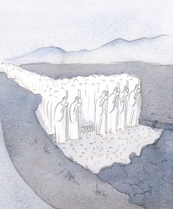 Gelenek sağlam bir yoldur; işaretleme ve inşa etmede birleşmiş müminler ordusu tarafından engebeli zeminde yapılmıştır., 2001 (kağıt üzerinde w/c) by Elizabeth Wang