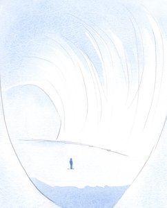 Ruhun karanlık, darmadağınık mağarası, inci gibi güzel, pırıl pırıl, yüksek tavanlı bir oda oldu., 2001 (kağıt üzerinde w/c) by Elizabeth Wang