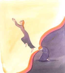 Dua yoluyla girdiğimiz ruhun içindeki iç dünya, geçici olarak hapsedildiği fiziksel evrenden daha büyüktür, 2000 (kağıt üzerinde w/c) by Elizabeth Wang