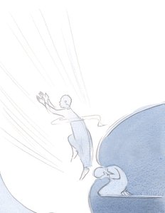 Dua yoluyla girdiğimiz ruhun içindeki iç dünya, geçici olarak hapsedildiği fiziksel evrenden daha büyüktür, 2000 (kağıt üzerinde w/c) by Elizabeth Wang