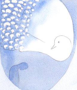 En Kutsal Ruh - göz kamaştırıcı beyaz tüyleri olan güzel bir kuş olarak görülüyor - bizde var ve iş başında, 2001 (kağıt üzerinde w/c) by Elizabeth Wang