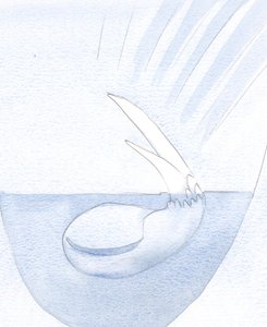 Ruhun tohumu bir gün filiz çıkabilsin diye sessizlikte ve karanlıkta yumuşuyordu., 2001 (kağıt üzerinde w/c) by Elizabeth Wang