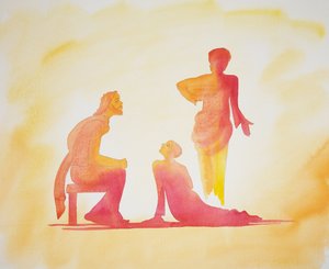 Çok seven ve çok affedilen kadın, 2001 (kağıt üzerinde w/c) by Elizabeth Wang