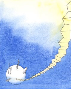 Cennete ulaşmak için erkekler tarafından yapılmış girişimler olabilir, 2004 (kağıt üzerinde w/c) by Elizabeth Wang