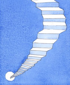 Dünyayı Cennetten ayıran karanlık uçurumda tek bir yol var, 2004 (kağıt üzerinde w/c) by Elizabeth Wang