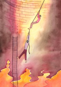 Şefaatte sebat etmek ve bir kimsenin büyük günahları terk etmesine yardım etmek, onu Cehennem ateşinden kurtarmaktır, 2004 (kağıt üzerinde w/c) by Elizabeth Wang