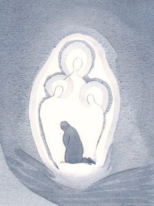 2000 (kağıt üzerinde w/c) bir lütuf halinde yaşadığımızda, ruhumuzdaki Üç İlahi Kişiyi sever ve taparız. by Elizabeth Wang
