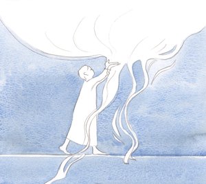 Ne zaman dua etsek, Tanrı lütfunu üzerimize döker, 2000 (kağıt üzerinde w/c) by Elizabeth Wang