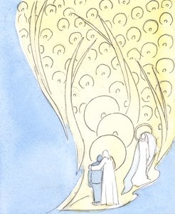 Ne zaman İsa adına dua etsek, karanlıkta veya yalnızlıkta bile, tüm Cennet şirketinin hayatını paylaşırız, 2004 (kağıt üzerinde w/c) by Elizabeth Wang
