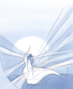 Günahın affedildiği yerde, şimdi günah işleyip tövbe etmemiş olmamızdan daha güzel bir lütuf elmas parlıyor., 2001 (kağıt üzerinde w/c) by Elizabeth Wang