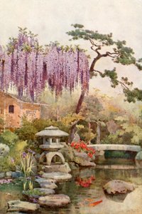 Bir Kyoto Bahçesinde Wistaria (renkli taş) by Ella Du Cane