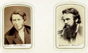 John Ruskin, İngiliz sanatçı, şair ve eleştirmen ve William Holman Hunt, İngiliz sanatçı, 1865 by Elliott and Fry