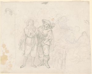 İki Cavaliers [rekto] by Emanuel Gottlieb Leutze
