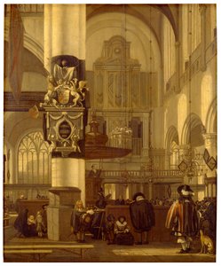 Bir kilisenin içi (panel üzerine yağlıboya) by Emanuel de Witte