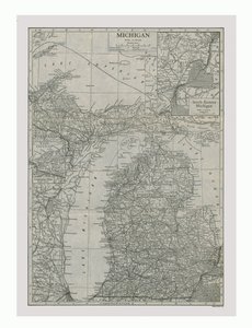 Michigan Haritası, ABD, c1900.