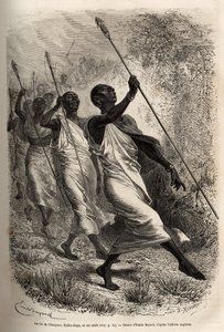 Ounyoro (Doğu Sudan) kralı Kabba Rega ve sarayının reislerinin resmi bir ziyaret için Sir Baker