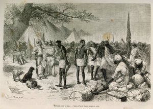 Seferin küstah taşıyıcıları, hikayeyi açıklamak için Emile Bayard tarafından çizilen zincire vuruldu: Afrika