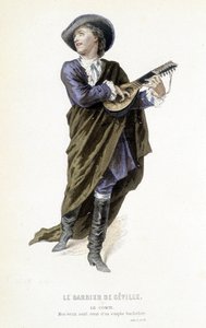 the Count Almavira in “Le barbier de Seville” in “Oeuvres completes de Beaumarchais”, ed. Laplace Sanchez & cie, Paris by Emile Antoine Bayard