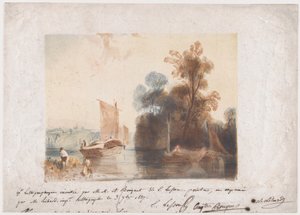 Nehir ve Kayıklarla Manzara, 1837 by Emile Aubert Lessore