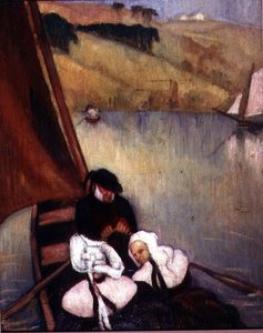 Vapurda Breton Kadınlar, 1900 dolayları (tuval üzerine yağlı boya) by Emile Bernard