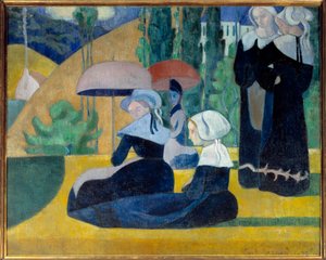 şemsiye ile Bretonlar by Emile Bernard