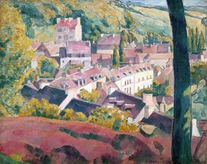 Bois D'Amour'dan Görülen Pont-Aven (tuval üzerine yağlı boya) by Emile Bernard