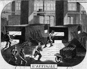 Forges de la Franche Comte: su birikintisi fırınlarıyla rafine etme. Fraisans Fabrikası, Jura (39)
