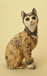Kedi figürü (kalay sırlı çanak çömlek)