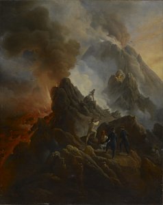 Patlayan Vezüv, Sanatçı ve Babası, Carle Vernet, Ön Planda., c. 1822 by Emile Jean Horace Vernet