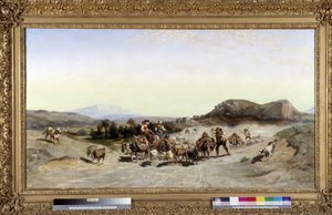 Sainte Victoire Dağı ve yaylacılık Tablo Emile Loubon (1809-1863) 1847 Boyut 71x132 cm.