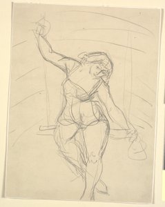 Trapez üzerinde oturan kadın sanatçı by Emile Othon Friesz