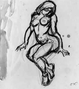 Oturan kadın model, yüzü sola dönük. by Emile Othon Friesz