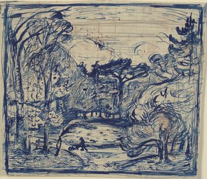 Oduncu ile orman iç. La Cote de Grace, Honfleur. by Emile Othon Friesz
