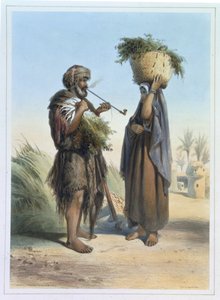 Fellah Erkek ve Kadın, Mouilleron tarafından oyulmuş 'Nil Vadisi'nden bir örnek, pub. Lemercier tarafından, 1848 by Emile Prisse d