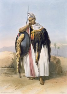 Amhara, Etiyopya'dan savaşçı, Adolphe Rouergue (1810-p.1870) pub tarafından oyulmuş 'Nil Vadisi'nden bir illüstrasyon. Lemercier tarafından, 1848