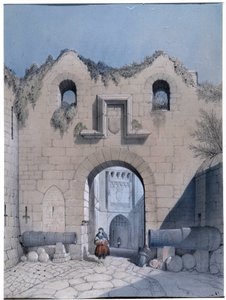 Bulvar kapısından bir görünüm. Mont Saint Michel. Çizim Emile Sagot Musee Municipal d